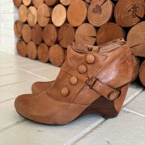 Miz Mooz Tan Leather Wedge Shoes